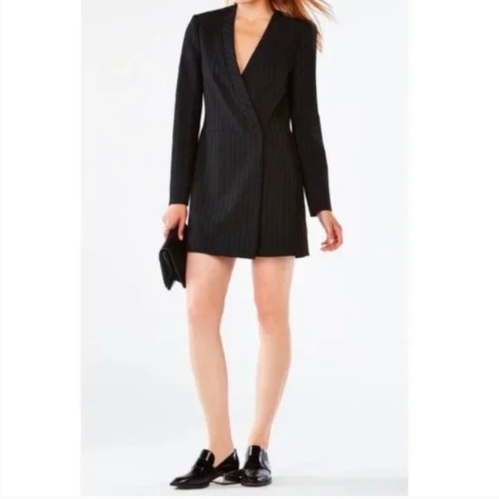 BCBGMaxAzria dress waleska blazer suit jacket mini dress pinstripe black